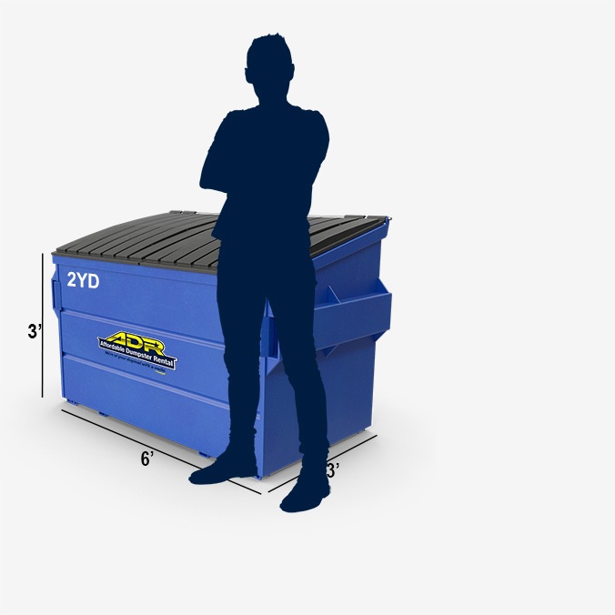 Affordable 2 cubic-yard front-load commercial dumpster for efficient waste management in business settings.